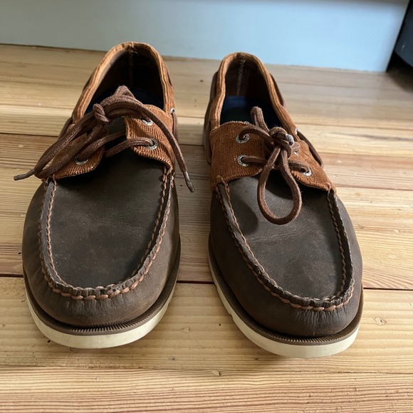 Sperry Top-Sider Mens Boat Shoes Leather Corduroy Brown Lace Up Casual Loafers‎ - Picture 2 of 11